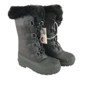 Cat & Jack Girls Constance Winter Boots Faux Fur Trim Glitter Water Resistant 13